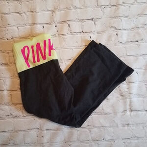 PINK Victoria's Secret Black and Neon Pink Leggings